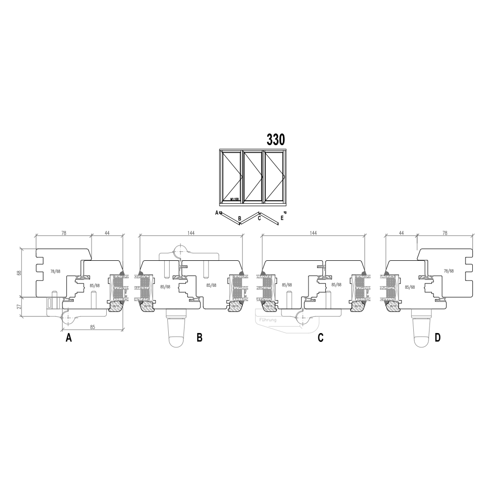 Porta scorrevole ad impacchettamento in legno - Schema 330
