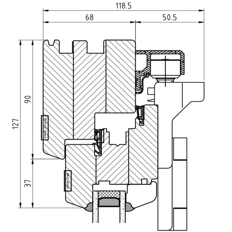 Porta scorrevole ad impacchettamento in legno IV 68 - parte alta