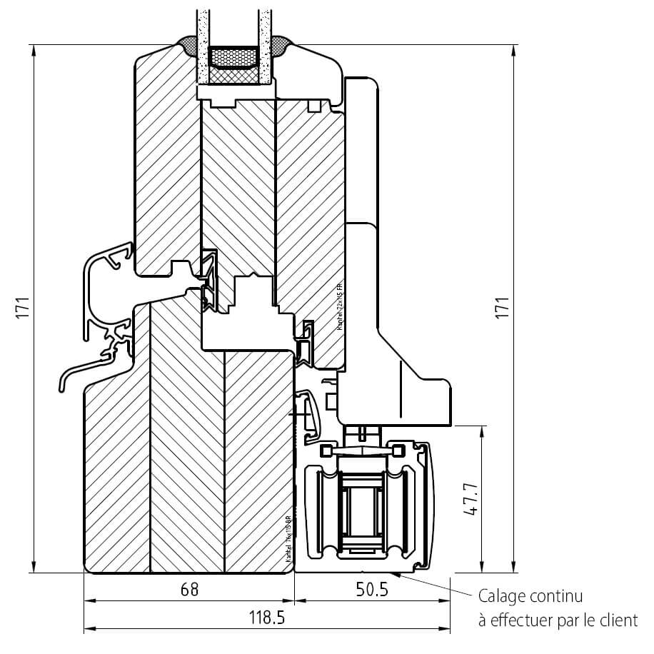 Porta scorrevole ad impacchettamento in legno IV 68 - parte bassa