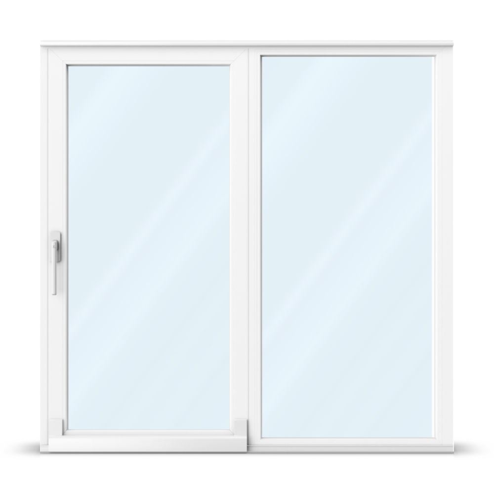 Porta scorrevole in PVC con triplo vetro 