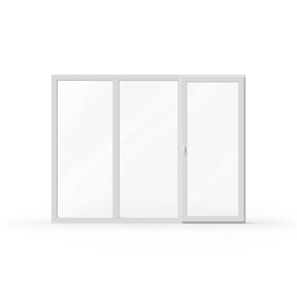 Portafinestra a 3 ante apertura anta-ribalta destra