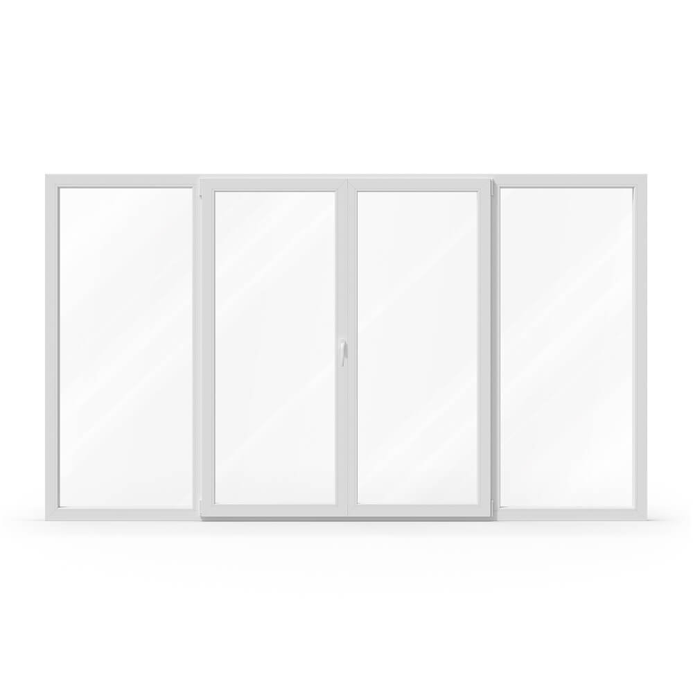 Portafinestra a 3 ante apertura centrale a anta-ribalta