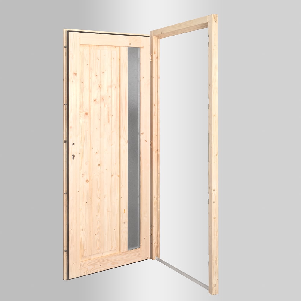 Porta di servizio in legno Olbia aperta