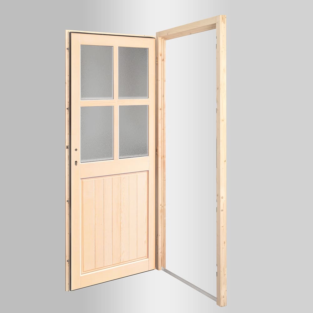 Porta di servizio in legno Senigallia aperta