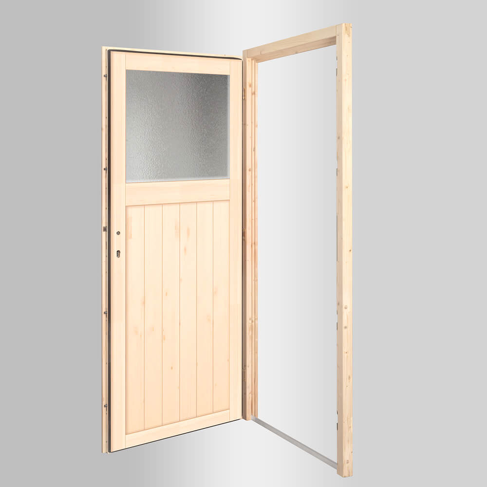 Porta di servizio in legno Viareggio aperta