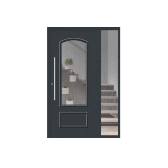 Porte ingresso in alluminio con sopraluce