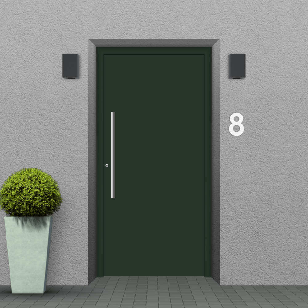 Porta d'ingresso verde abete installata