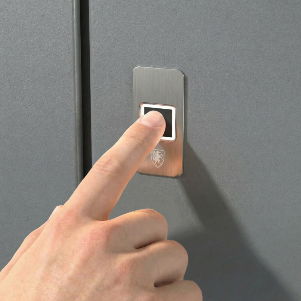 Porta d'ingresso in alluminio - apertura con impronta digitale