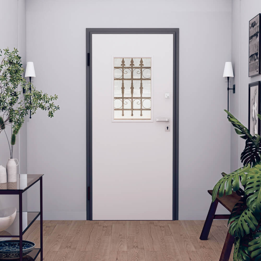 Porta blindata modello Montichiari con vetro antisfondamento - vista interna