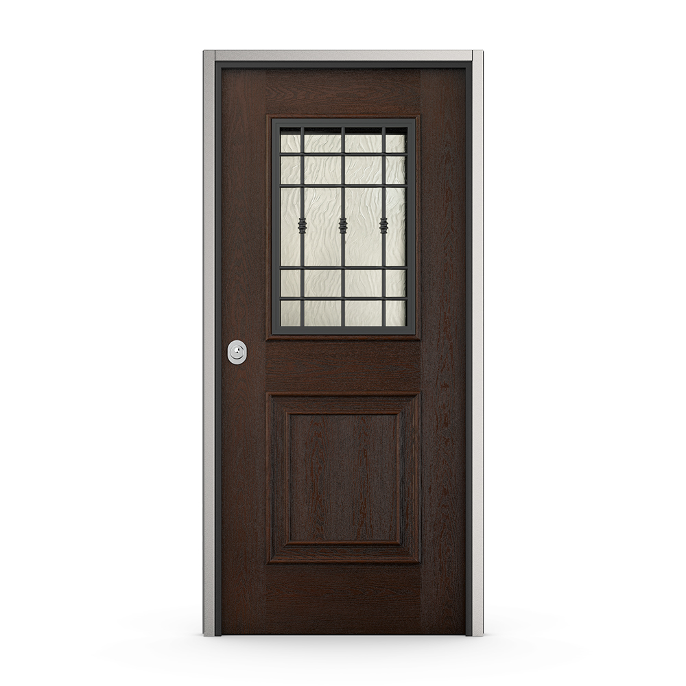 Porta blindata noce con vetro antisfondamento