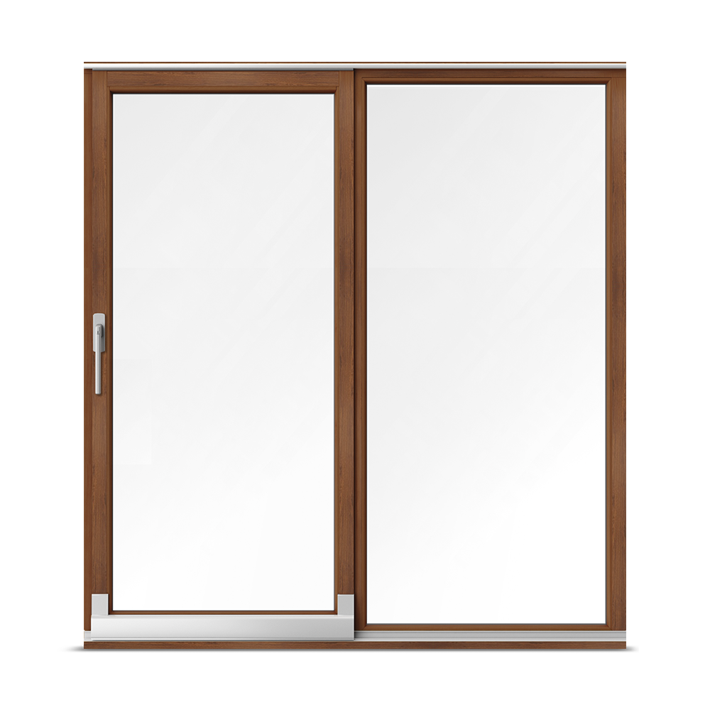 Porta scorrevole in PVC rovere dorato con serratura