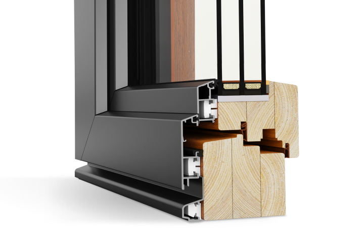 Portafinestra in legno-alluminio IDEALU Classicline IV 80 Portafinestra in legno-alluminio IDEALU Classicline IV 80