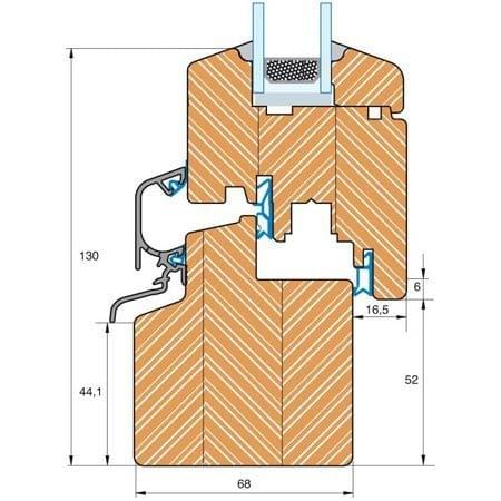 Sezione del profilo in legno Classicline 68