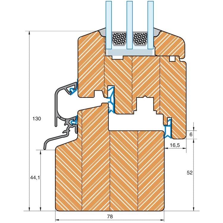 Sezione del profilo in legno Classico 78