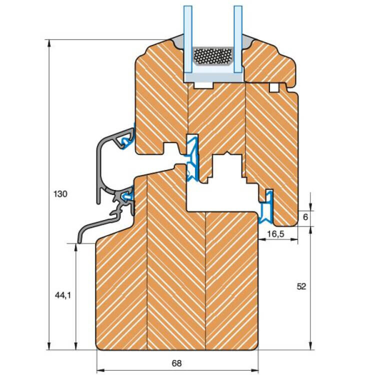 Sezione del profilo in legno Rustico 68