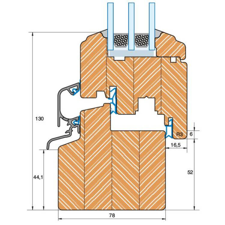 Sezione del profilo in legno Rustico 78