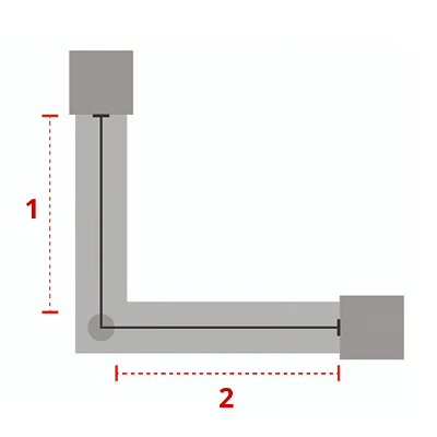 Recinzione con un palo d’angolo → 2 tratti di recinzione Recinzione con un palo d’angolo → 2 tratti di recinzione
