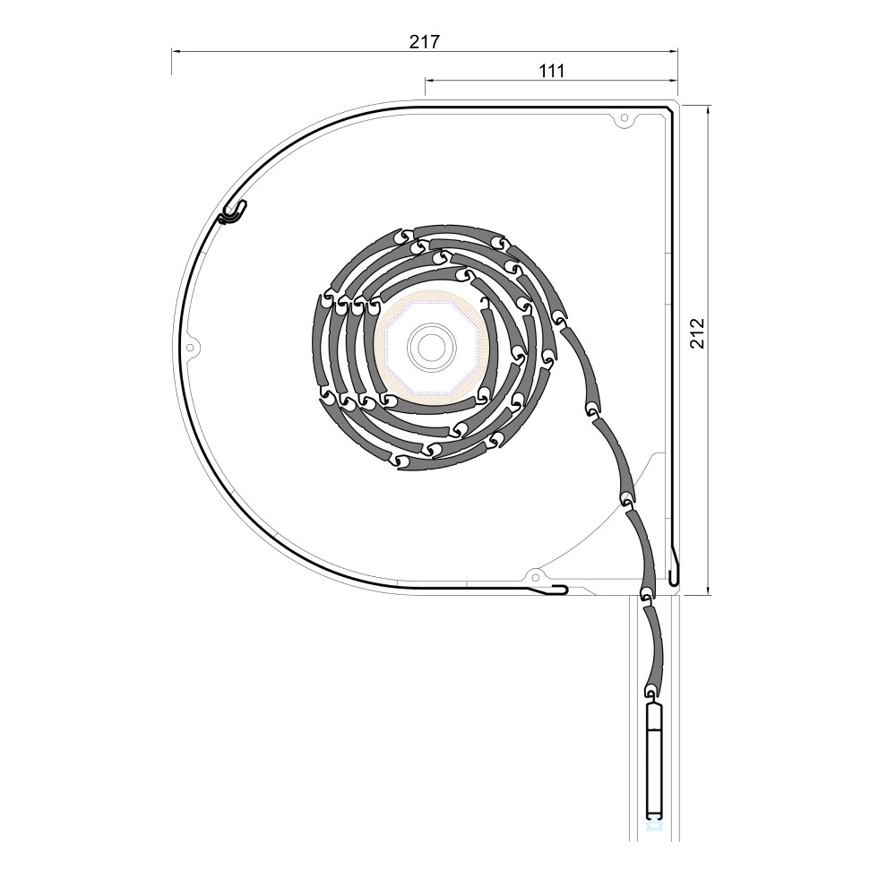 Tapparella esterna arrotondata - schizzo dettagliato 217 x 212 mm
