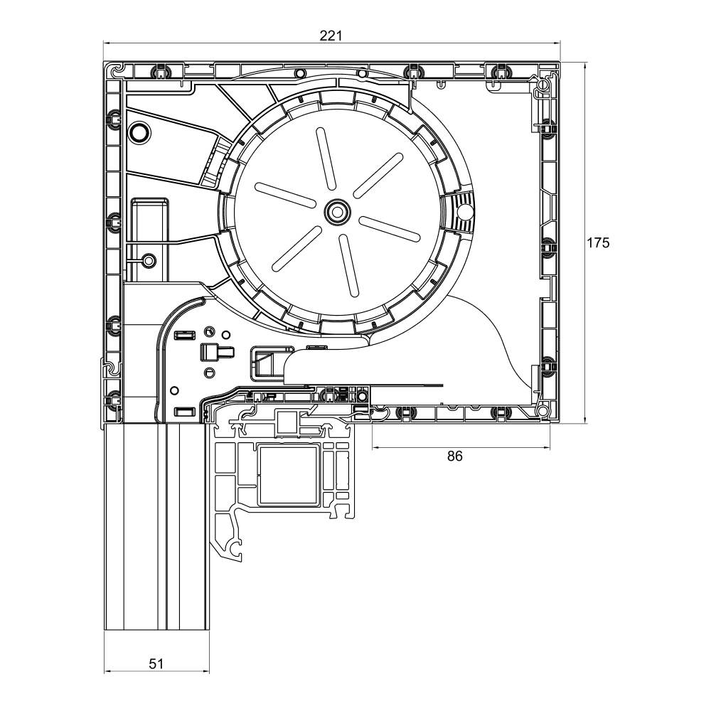 Tapparella sovrapposta Basic - disegno dettagliato 175 x 221 mm