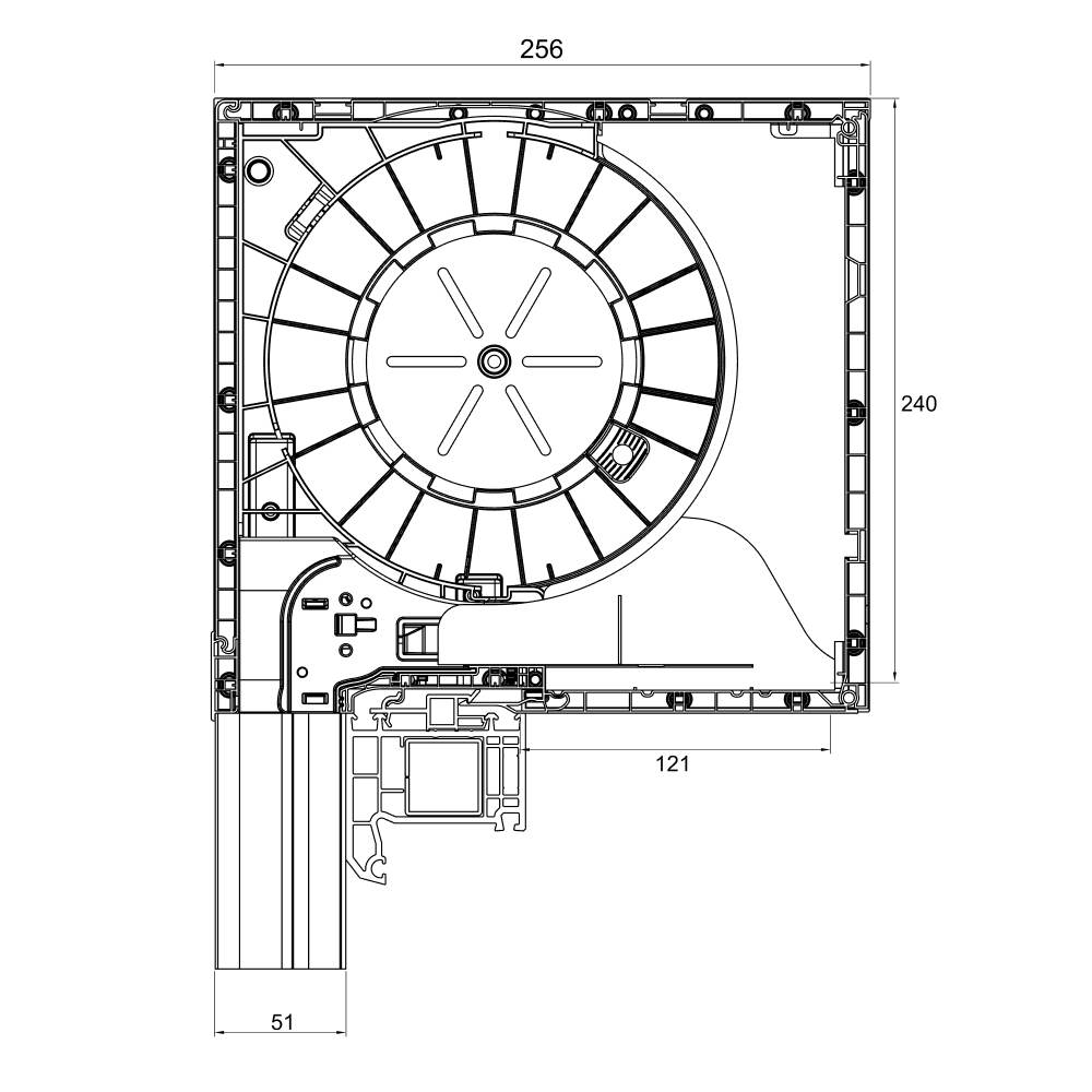 Tapparella sovrapposta Basic - disegno dettagliato 240 x 255 mm