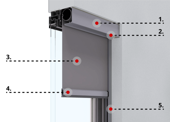Descrizione del profilo della tenda a rullo con cassonetto 90 gradi
